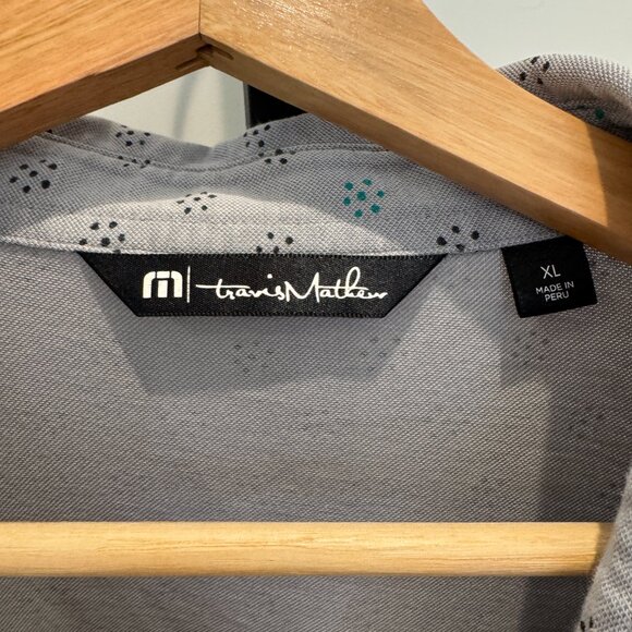 TravisMathew Men’s Grey Micro-Print Golf Polo Shirt – Size XL - Picture 4 of 12
